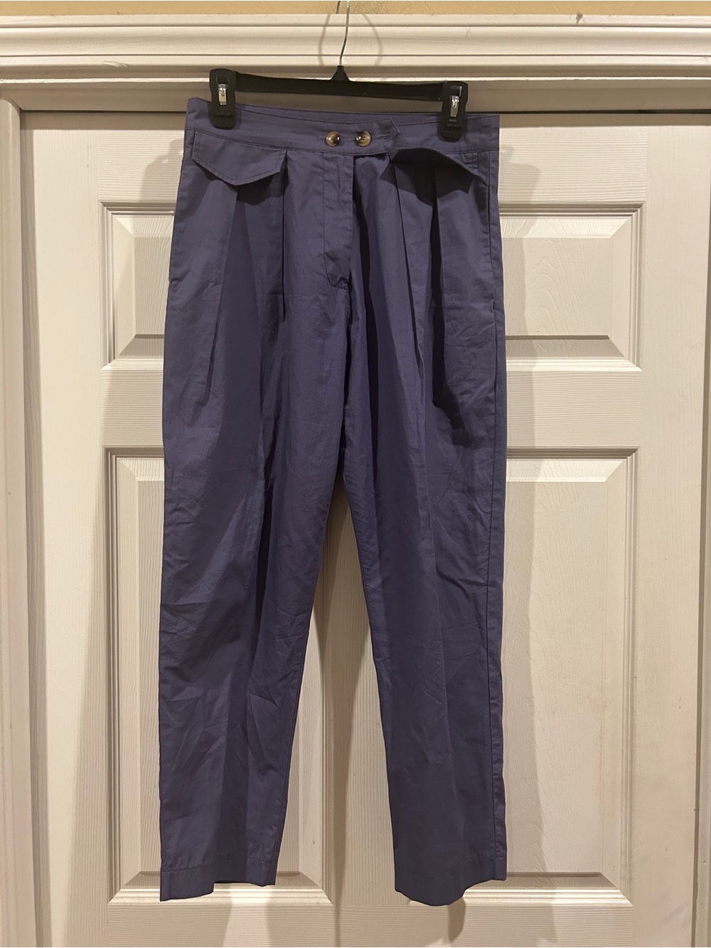 Womens Tailored High-Waist Trousers in Slate Blue